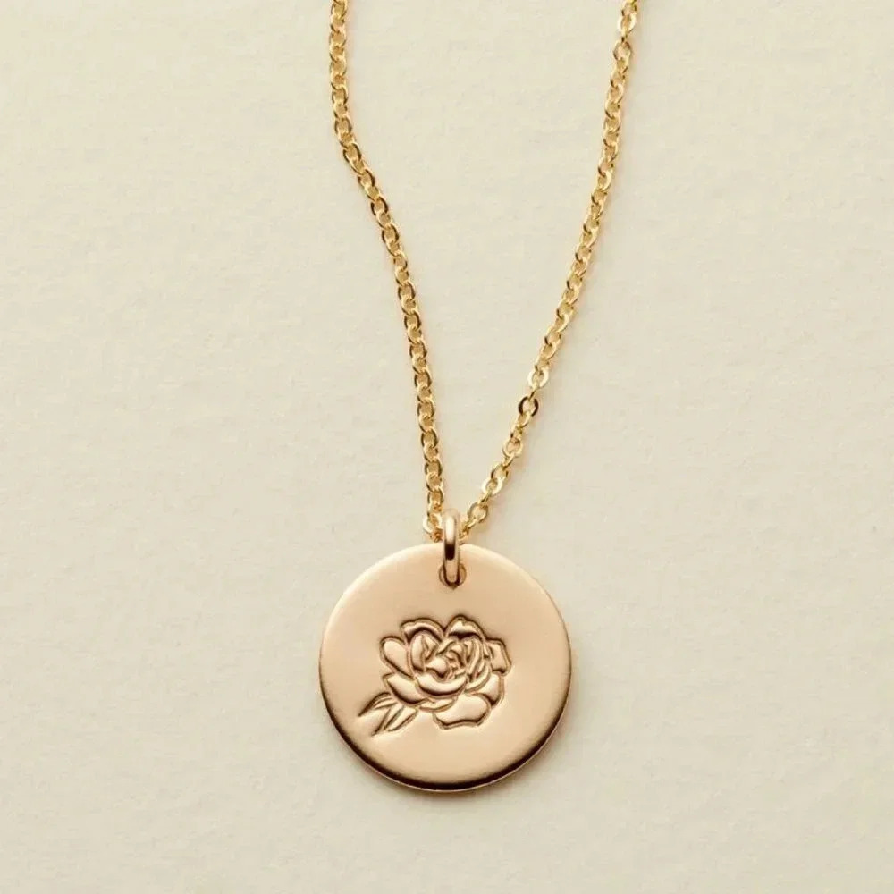 September Peony Birth Flower Bohemian Necklace
